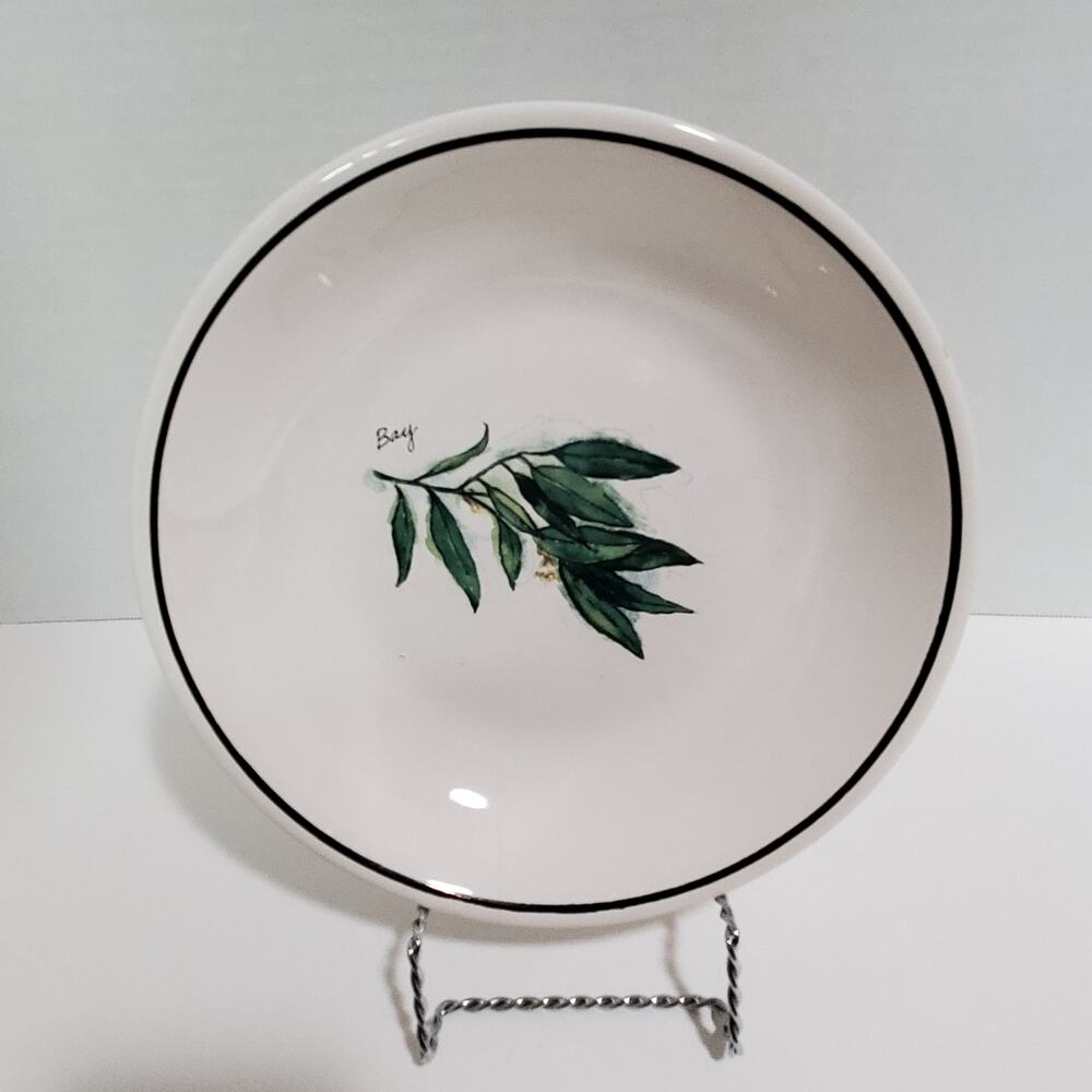 Williams Sonoma Luncheon Pasta Bowl Plate Bay Leaf Herbs Collection Portugal 9"